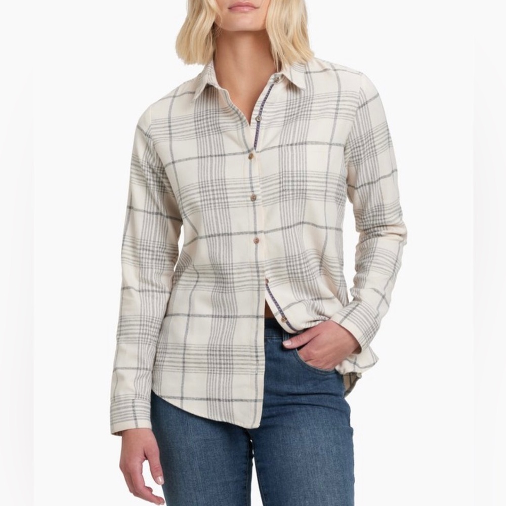 KUHL KAMILA Flannel Shirt Style 8377 Natural Women’s XS